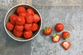 Freshly picked strawberry in a fruit bowl