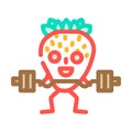 strawberries fruit fitness character color icon vector illustration