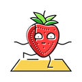 strawberries fruit fitness character color icon vector illustration