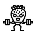 strawberries fruit fitness character line icon vector illustration