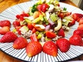 Strawberries fruits salad served as snack menu for everyone who love to eat thai food. Recommend menu.