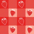 Strawberries gingham plaid, tartan fabric texture, vector seamless pattern. Checkered repeat pattern textile design.