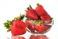 Strawberries in a glass bowl isolated white background. Royalty Free Stock Photo