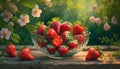 strawberries in a glass bowl