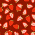 Strawberries hand drawn seamless pattern