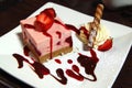 Strawberries heesecake with cream Royalty Free Stock Photo