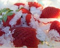 Strawberries with ice. abstract-secret passion