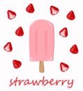 Strawberries ice cream bar vector on white background. Royalty Free Stock Photo