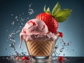 strawberries ice cream flavor - 1 Royalty Free Stock Photo