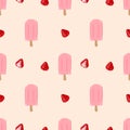 The strawberries Ice cream seamless pattern. Royalty Free Stock Photo