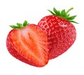 Strawberries isolated. Ripe strawberries, half a strawberry on a white. Royalty Free Stock Photo