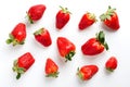 Strawberries isolated on white background, berry pattern