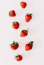 Strawberries isolated on white background. Flat lay, top view.