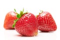 Strawberries isolated on white background, red berries whole in details, concept of fresh fruits and healthy food, macro photo Royalty Free Stock Photo