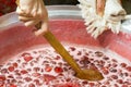 Strawberries jam making Royalty Free Stock Photo