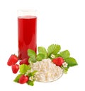 Strawberries juice and cottage cheese Royalty Free Stock Photo