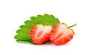 Strawberries with leaves. Isolated on a white background Royalty Free Stock Photo