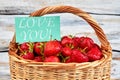 Strawberries and love you inscription. Royalty Free Stock Photo