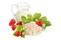 Strawberries, milk and cottage cheese