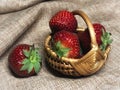 Strawberries in mini basket
