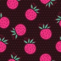 Strawberries and polka dot seamless vector pattern