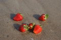 Strawberries in the sand, beach, sea, summer