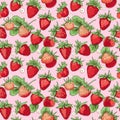 Strawberries seamless pattern background