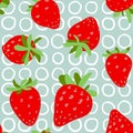 Strawberries seamless pattern. Red strawberry with green leaves Royalty Free Stock Photo