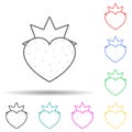 Strawberries in the shape of heart multi color style icon. Simple thin line, outline vector of valentine icons for ui and ux,