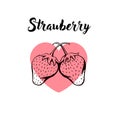 Strawberries sketch ink vector illustration