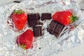 Strawberries with slices of chocolate