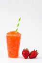 Strawberries slushie isolated on white background Royalty Free Stock Photo