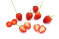 Strawberries ,small strawberry with strawberry leaf on white background