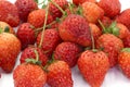 Strawberries ,small strawberry with strawberry leaf on white background