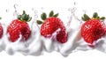 Strawberries Splashing in a Creamy Wave Royalty Free Stock Photo