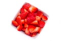 Strawberries on square bowl from above Royalty Free Stock Photo