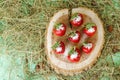 Strawberries on the stump, sprinkled with sugar.