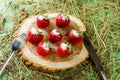 Strawberries on the stump, sprinkled with sugar.