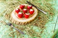 Strawberries on the stump, sprinkled with sugar.