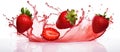 Strawberries transforming into a splash of delicious juice