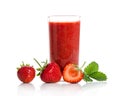 Strawberries, two and one half with strawberry cocktail smoothie Royalty Free Stock Photo