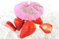 strawberries under umbrella Royalty Free Stock Photo