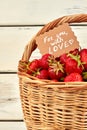 Strawberries and Valenties Day card. Royalty Free Stock Photo