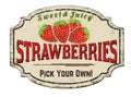 Strawberries vintage rusty metal sign