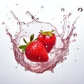 strawberries with water splashes, fresh and healthy food