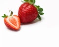 2 strawberries. Whole and cut in half. Generative AI