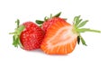 Strawberries whole and cut isolated on a white background Royalty Free Stock Photo