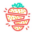 strawberries whole cut pieces color icon vector illustration