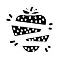 strawberries whole cut pieces glyph icon vector illustration