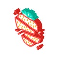 strawberries whole cut pieces isometric icon vector illustration